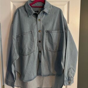 Express Denim Blue Button-Up Shirt